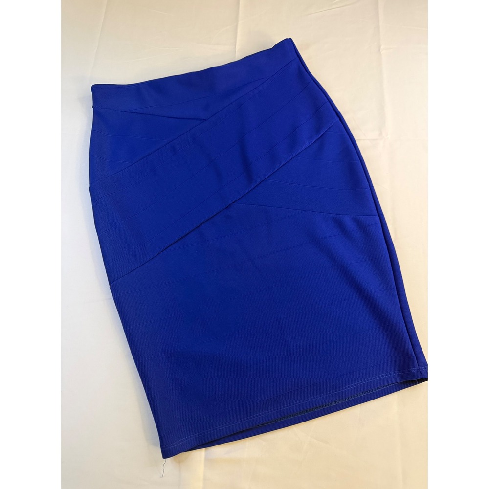 Haute Monde Royal Blue Bandage Bodycon Pencil Skirt Criss Cross Front Medium